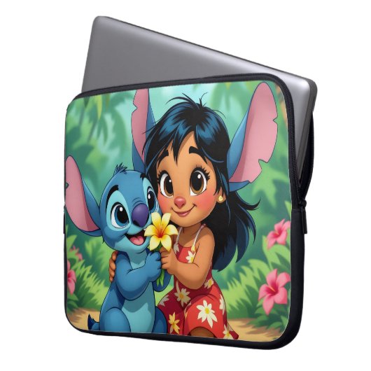 Beste Freunde fürs Leben – Lilo & Stitch Laptopschutzhülle (Vorderseite Links)