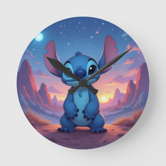 Beste Freunde fürs Leben – Lilo & Stitch   Runde Wanduhr (Vorderseite)