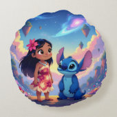 Beste Freunde fürs Leben – Lilo & Stitch   Rundes Kissen (Rückseite)