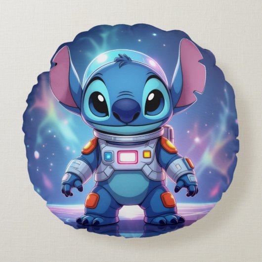 Beste Freunde fürs Leben – Lilo & Stitch Rundes Kissen (Vorderseite)