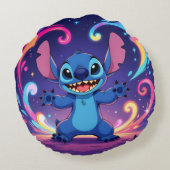 Beste Freunde fürs Leben – Lilo & Stitch Rundes Kissen (Rückseite)