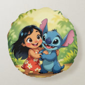 Beste Freunde fürs Leben – Lilo & Stitch   Rundes Kissen (Rückseite)