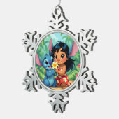 Beste Freunde fürs Leben – Lilo & Stitch   Schneeflocken Zinn-Ornament (Rechts)