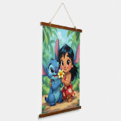 Beste Freunde fürs Leben – Lilo & Stitch   Wandteppich Mit Holzrahmen (Gewinkelt)