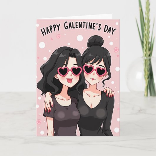 Beste Freunde Galentines Day Karte (Vorderseite)