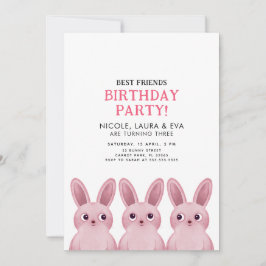 Beste Freunde Geburtstagsparty mit drei Bündnen Einladung