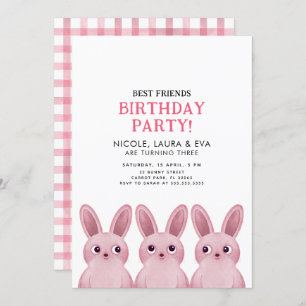 Beste Freunde Geburtstagsparty mit drei Bündnen Einladung