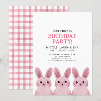 Beste Freunde Geburtstagsparty mit drei Bündnen Einladung