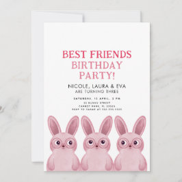 Beste Freunde Geburtstagsparty mit rosa Bären Einladung