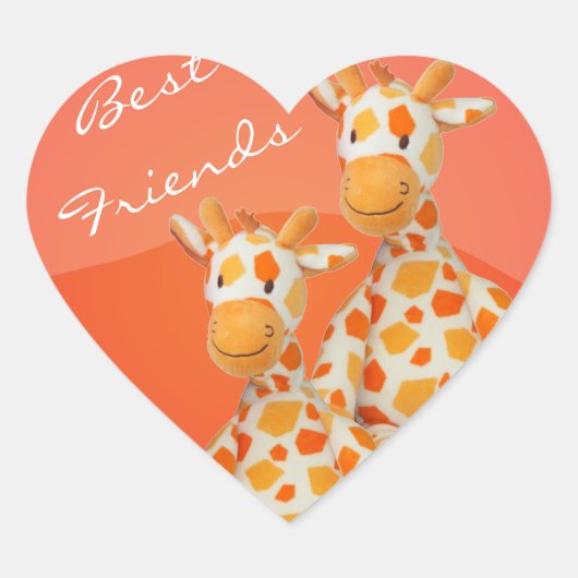 Beste Freunde Giraffen Herz-Aufkleber (Vorderseite)