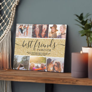 Beste Freunde Gold Glitter 6 Foto-Collage-Raster Fotoplatte