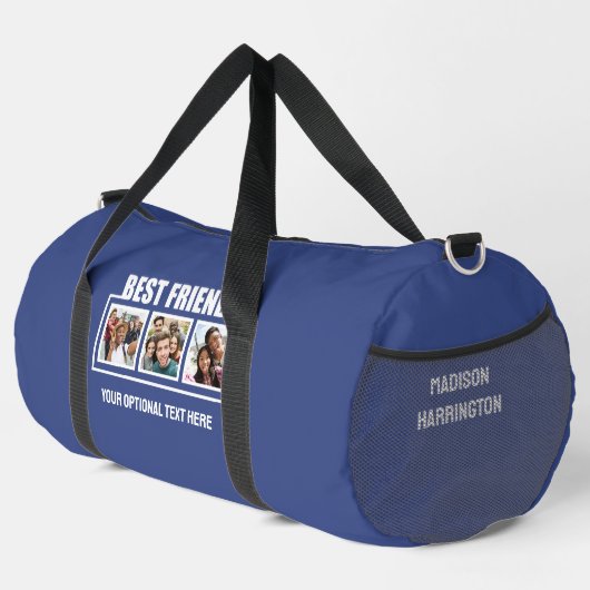 Beste Freunde Ihrer 6 Fotos, Name, Text und Farbe Duffle Bag (Rechte Ecke)