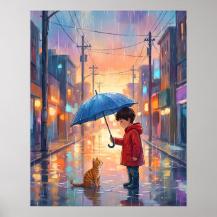 Beste Freunde im Regen Poster