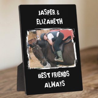 Beste Freunde immer Pferd Foto schwarz und weiß Fotoplatte