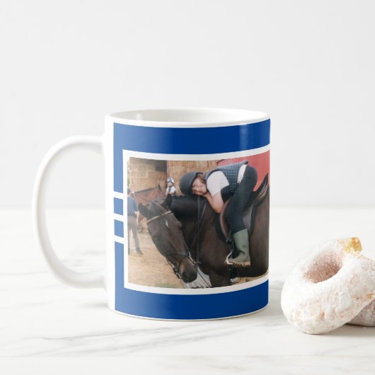 Beste Freunde immer Pferd Foto Weiß Tiefenblau Kaffeetasse (Mit Donut)