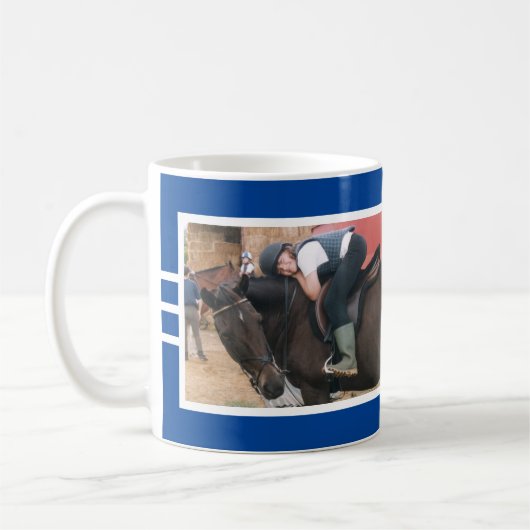 Beste Freunde immer Pferd Foto Weiß Tiefenblau Kaffeetasse (Links)