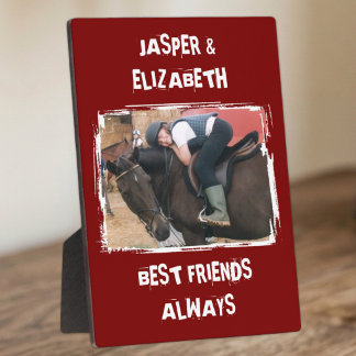 Beste Freunde immer Pferdefoto bordeauxrot und wei Fotoplatte