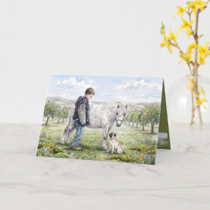 Beste Freunde - Kind mit Pony und Hund in einem Ob Karte