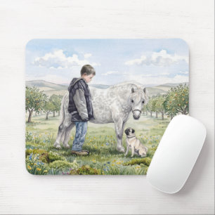 Beste Freunde - Kind mit Pony und Hund in einem Ob Mousepad