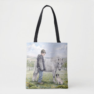 Beste Freunde - Kind mit Pony und Hund in einem Ob Tasche