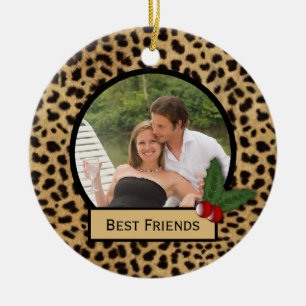 Beste Freunde Leoparden-Druck Weihnachts-Ornament Keramikornament