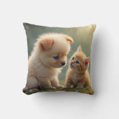 Beste Freunde - niedlicher Welpe und Kätzchen im G Kissen (Vorderseite)