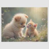 Beste Freunde - niedlicher Welpe und Kätzchen im G Seidenpapier (Vorderseite)