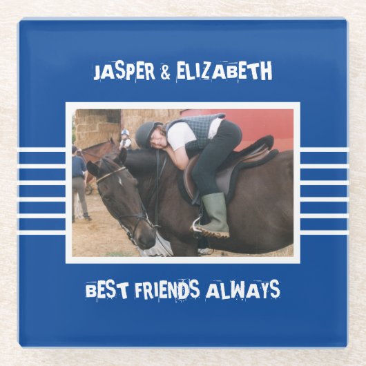 Beste Freunde Pferd immer tiefblau Foto Glasuntersetzer (Vorderseite)