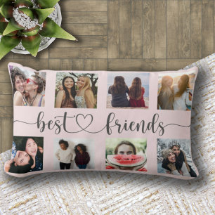 BESTE FREUNDE Rosa Foto-Collage-Kissenhülle Lendenkissen