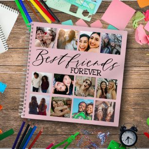 Beste Freunde Rosa Fotocollage Modern Notizblock