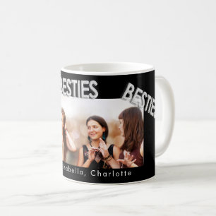 Beste Freunde Schwarz-Silber-Foto Kaffeetasse