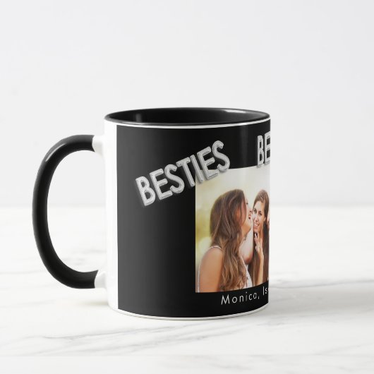Beste Freunde Schwarz-Silber-Foto Tasse (Links)