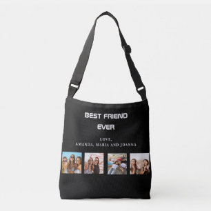 Beste Freunde Schwarz-weiße Foto-Collagen Namen Tragetaschen Mit Langen Trägern