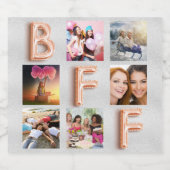 Beste Freunde silberne Rose Gold Foto Collage BEST Schaumweinetikett (Einzelnes Label)