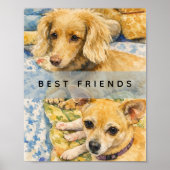Beste Freunde Süße Hunde Wasserfarben Poster (Vorne)