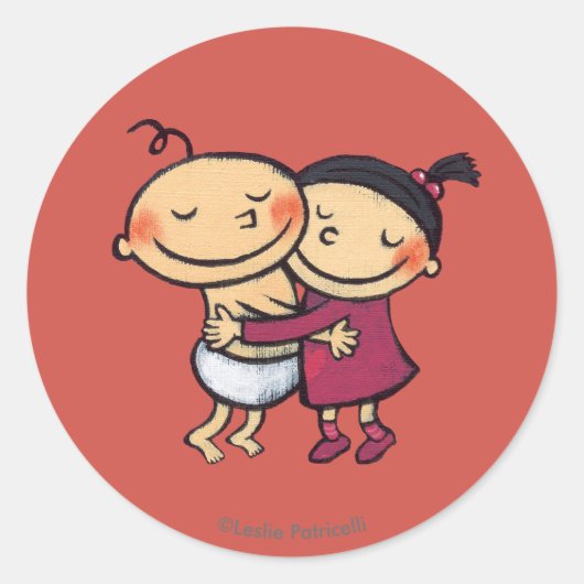 Beste Freunde umarmen Runder Aufkleber (Vorderseite)