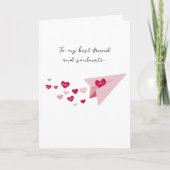 Beste Freunde und Seelenverwandte, rosa Papierflug Karte (Vorderseite)