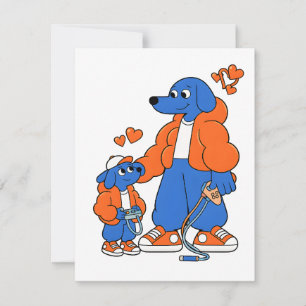Beste Freunde: Vater-und-Sohn-Blue-Dog-Duo ( Orang Mitteilungskarte