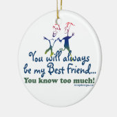 Beste Freunde weiß Keramik Ornament (Links)