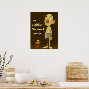 Beste Freunde - Whimsical Cartoon Hund & Kind Poster