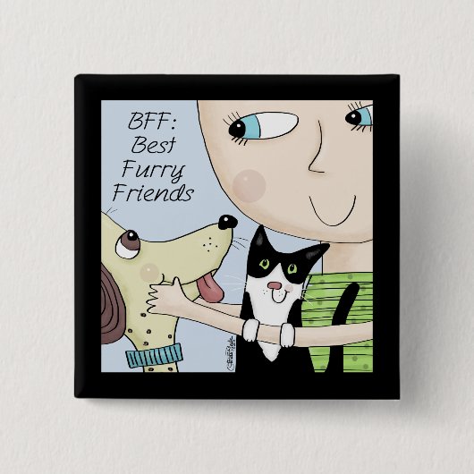 BESTE FREUNDIN: Beste Furry Freunde mit Hund und K Button (Vorderseite)