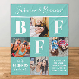 BESTE FREUNDIN Besties Foto Collage Aquamarin Fleecedecke