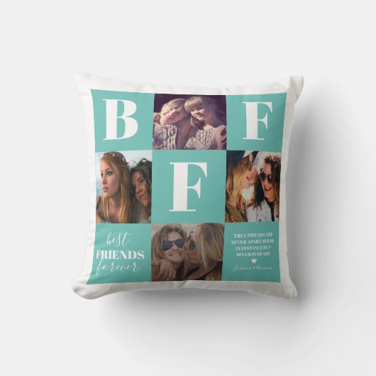 BESTE FREUNDIN Besties Foto Collage Aquamarin Kissen (Vorderseite)