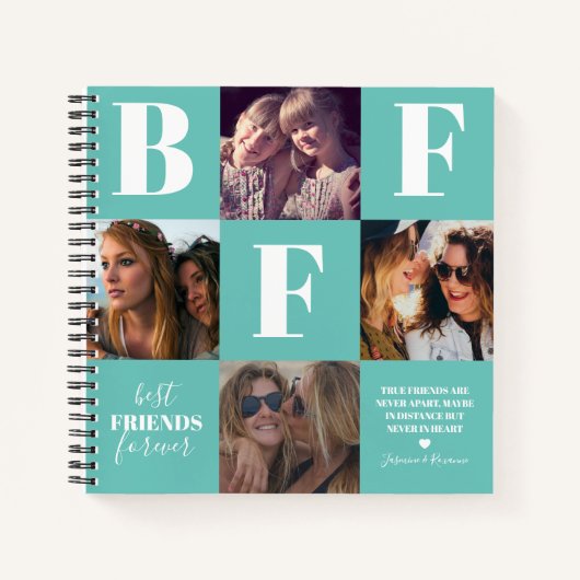 BESTE FREUNDIN Besties Foto Collage Aquamarin Notizblock (Vorderseite)