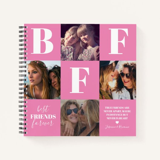 BESTE FREUNDIN Besties Foto Collage Girly Pink Notizblock (Vorderseite)