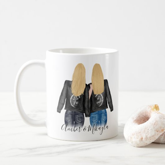 Beste Freundin Blonde Haare Freundschaft Kaffeetasse (Mit Donut)
