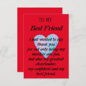 Beste Freundin danke Karte (Vorne/Hinten)