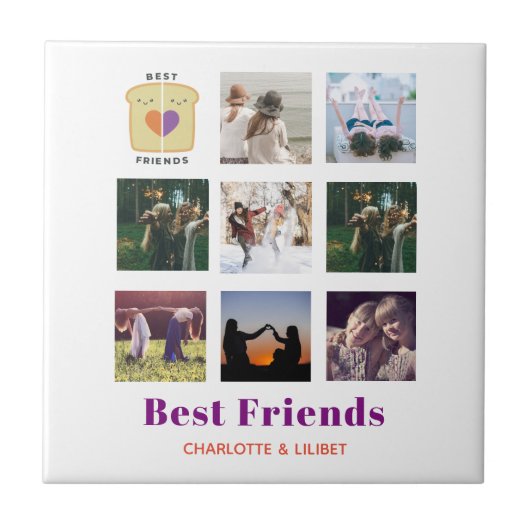 BESTE FREUNDIN Foto Collage Geschenk Peanutbutter Fliese (Vorderseite)