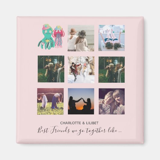 BESTE FREUNDIN Foto Collage Jellyfish Octopus Cust Magnet (Vorne)