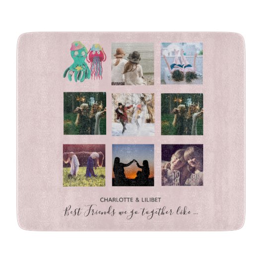 BESTE FREUNDIN Foto Collage Jellyfish Octopus Cust Schneidebrett (Vorderseite)